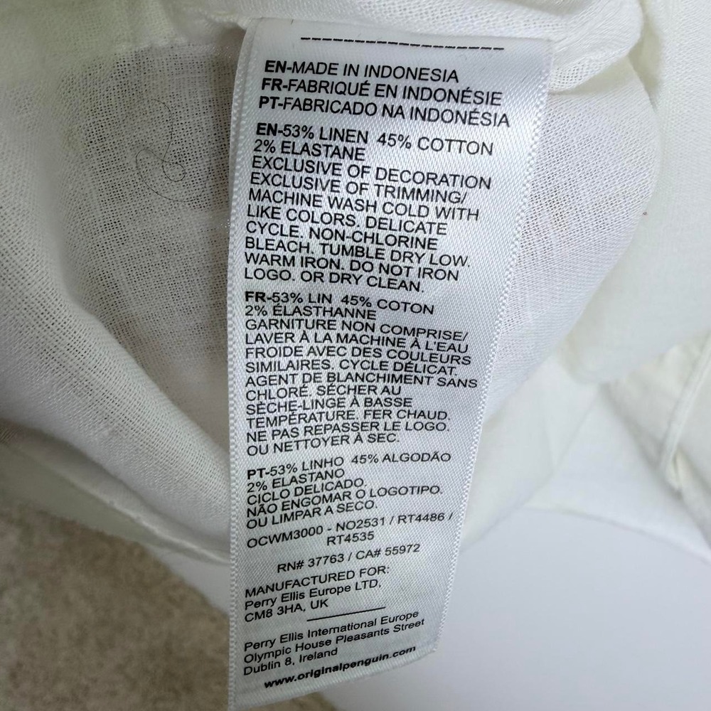 Coastal Grandfather Resort Vacation Linen Preppy Shirt OriginalPenguin Mens L - Picture 5 of 8